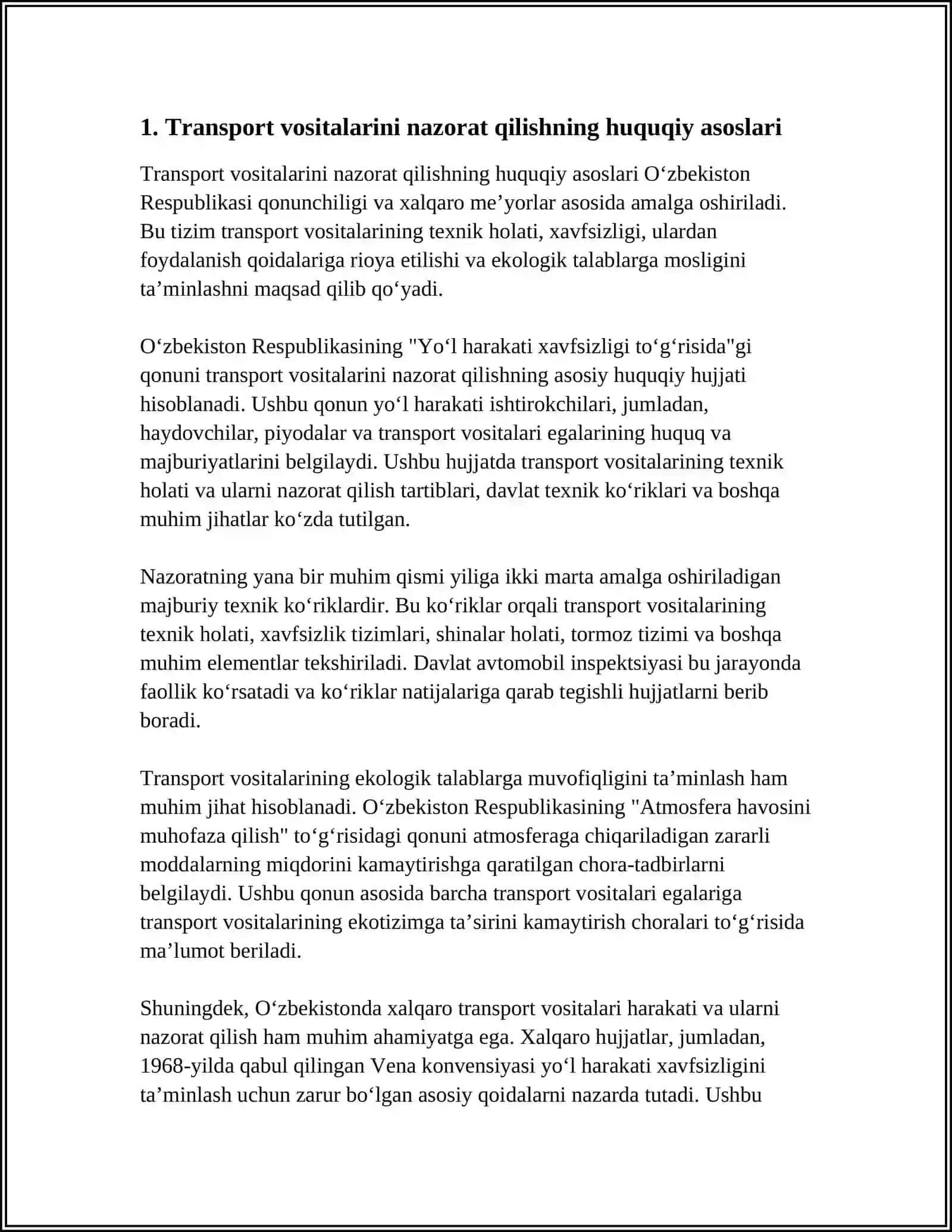 TRANSPORT VOSITALARINI NAZORAT QILISH PUNKTLARI 4