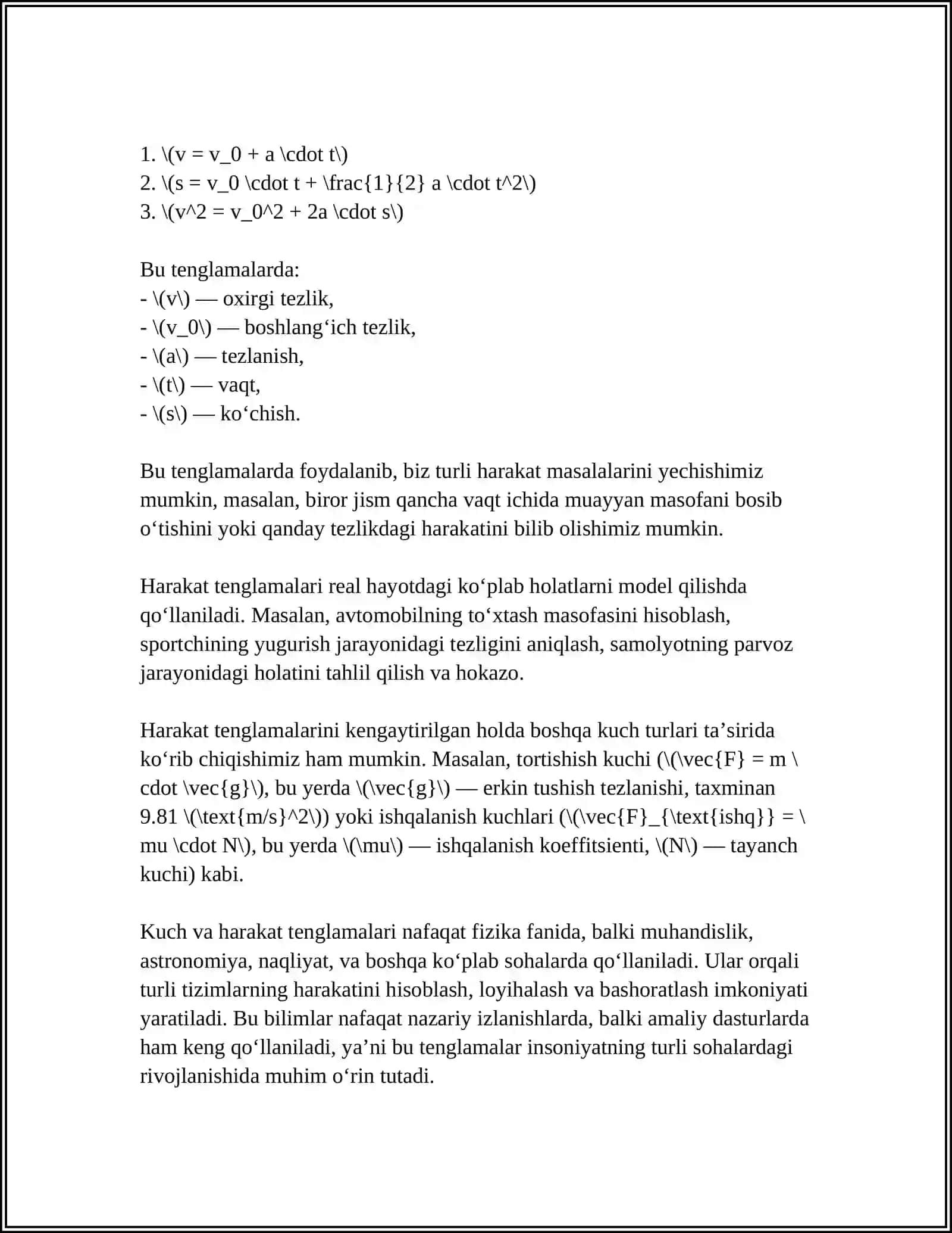 DINAMIKA VA SITATIKA ELEMENTLAR MAVZUSIDA KURS ISHI TUZISH 4