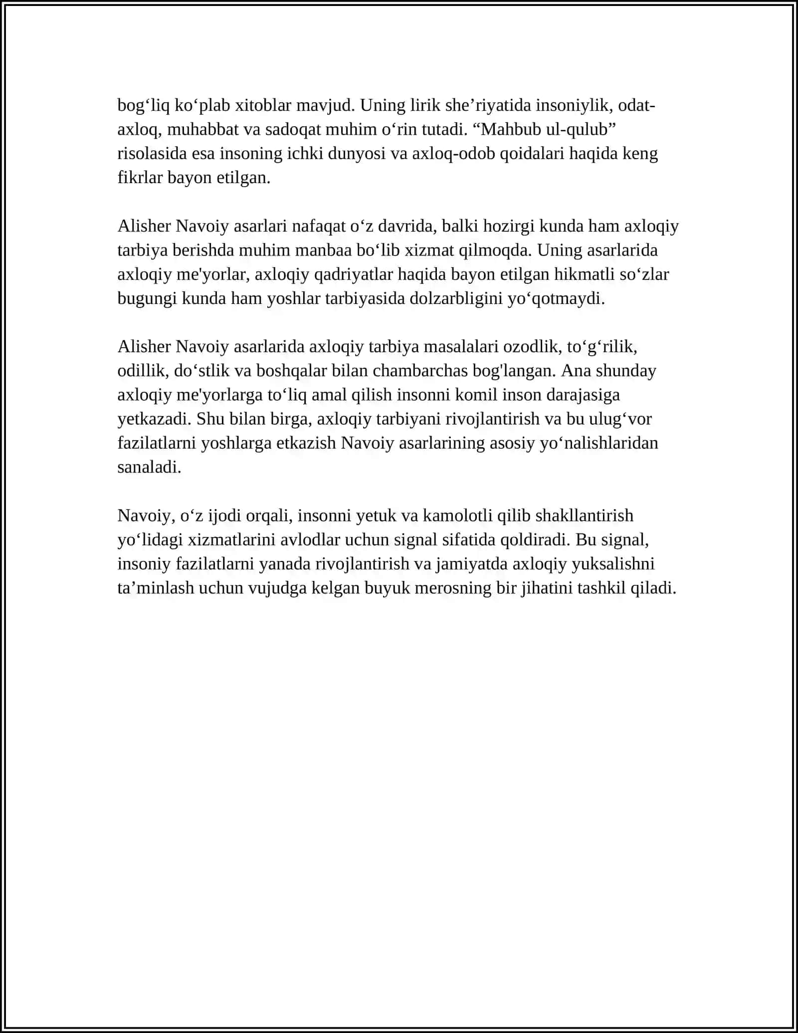 ALISHER NAVOIY ASARLARINING BOLA TARBIYASIDAGI O‘RNI 4