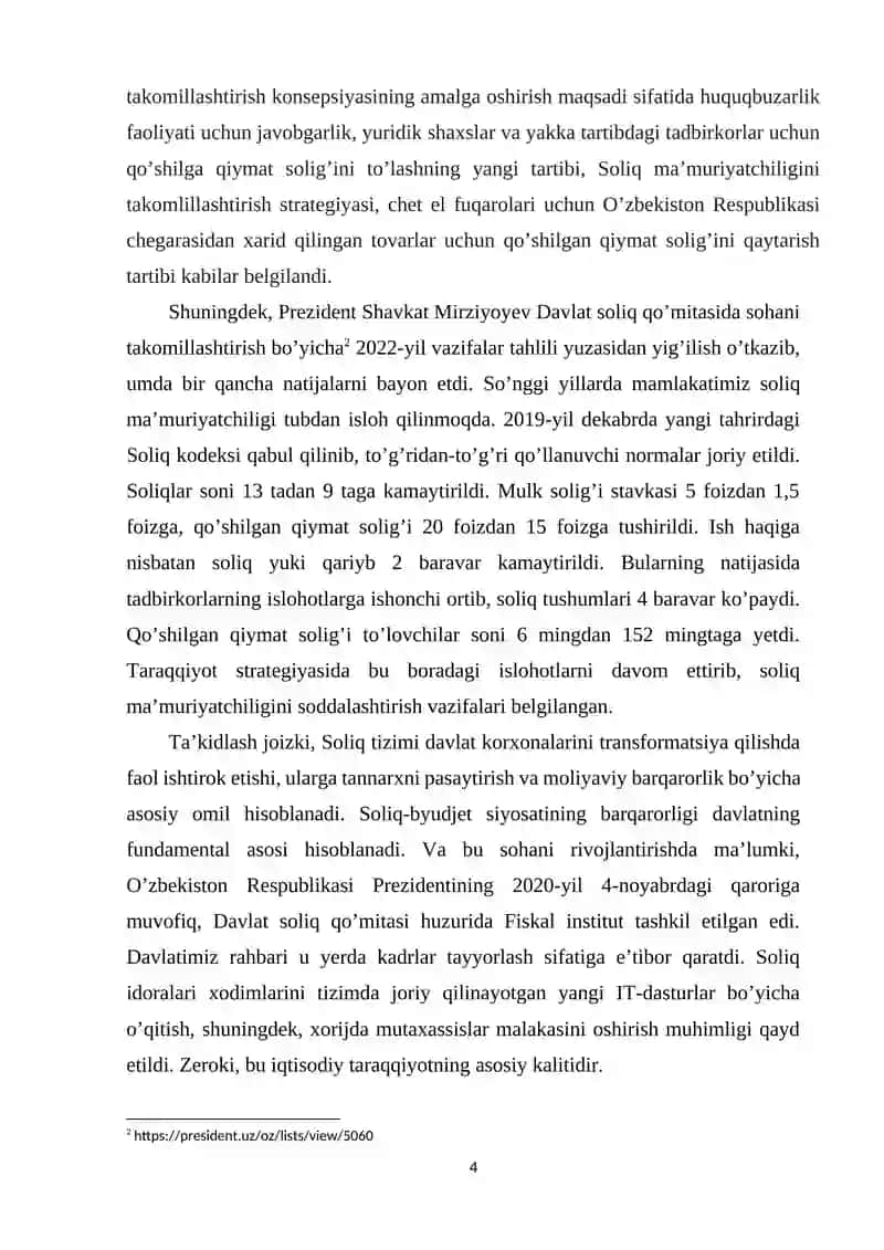 O’zbekistonda soliq-byudjet siyosati vositalari yordamida iqtisodiyotni tartibga solish siyosati 4