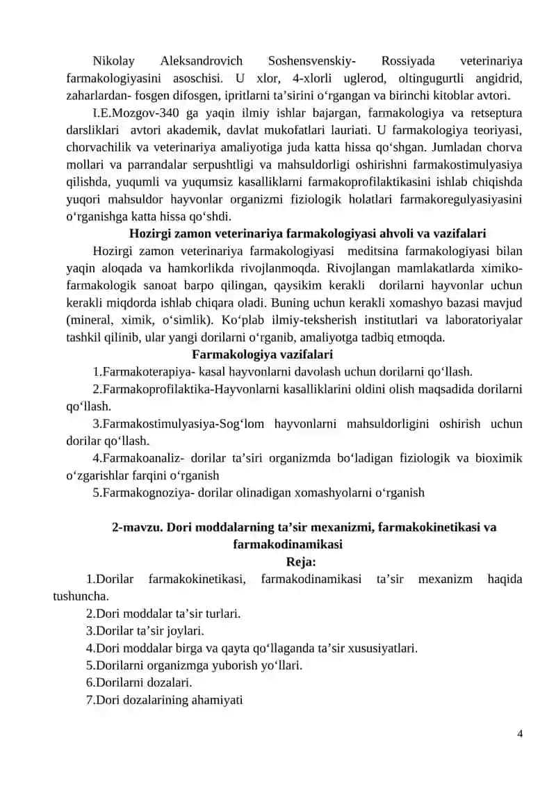 Veterinariya farmakologiyasi faniga kirish 4