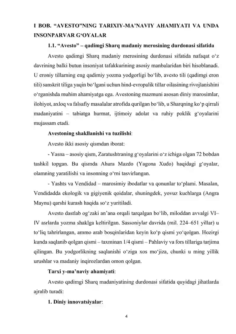 MAVZU: "Avesto" da estetika va nafosat masalasi. 4