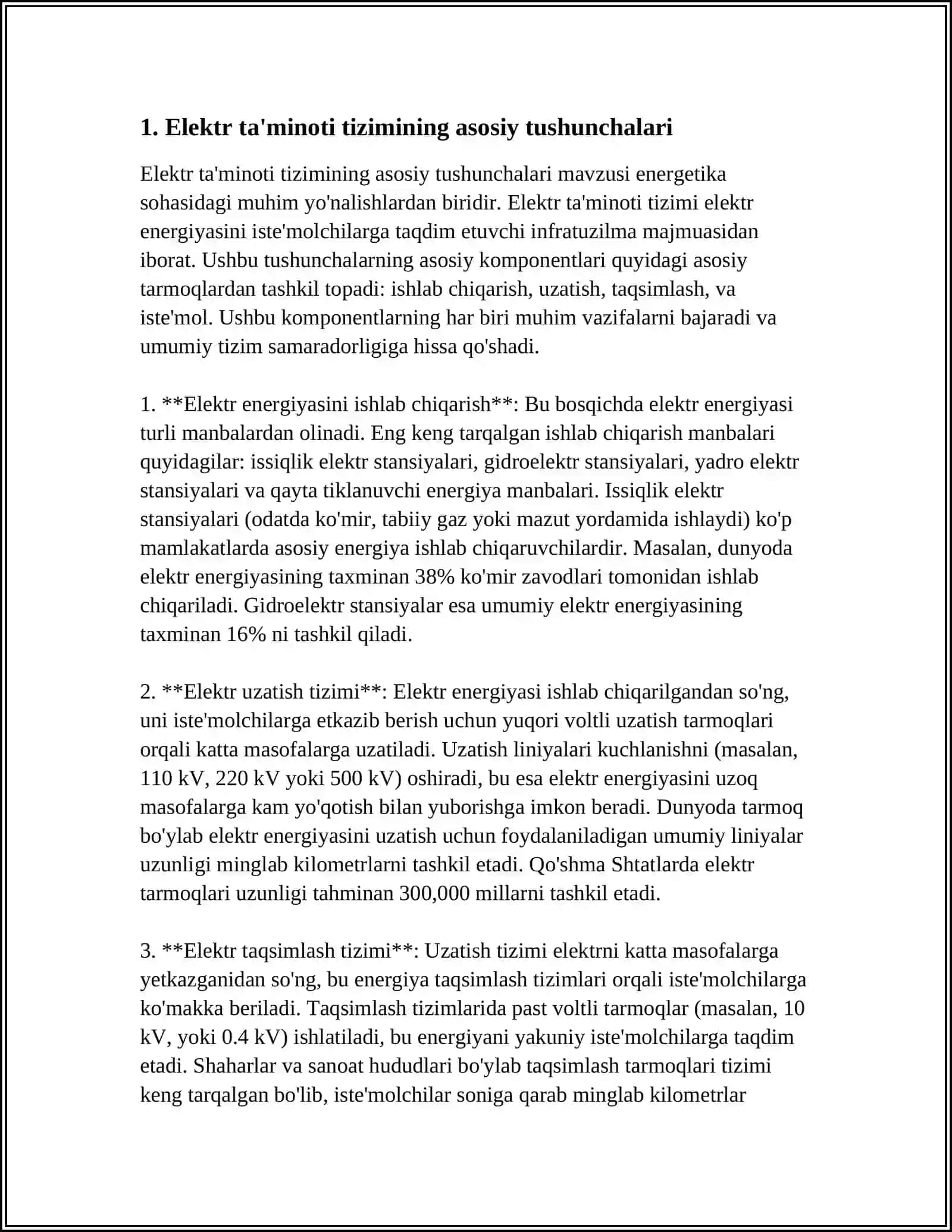 SHAHAR ELEKTR TA'MINOTINING TEXNIK PARAMETRLARI VA SAMARADORLIGI 4