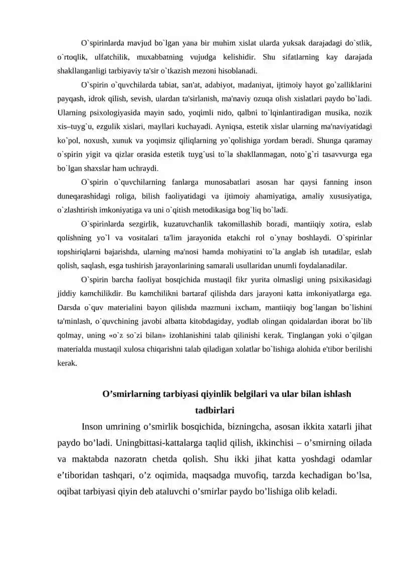TARBIYASI OG'IR O'SPIRINLAR BILAN ISHLASH 4