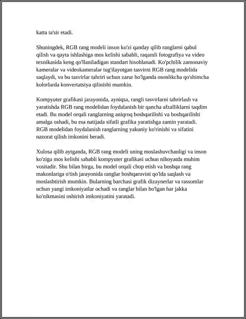 KOMPYUTER GRAFIKASIDA RANGLAR MODELI VA XARITALASH 4