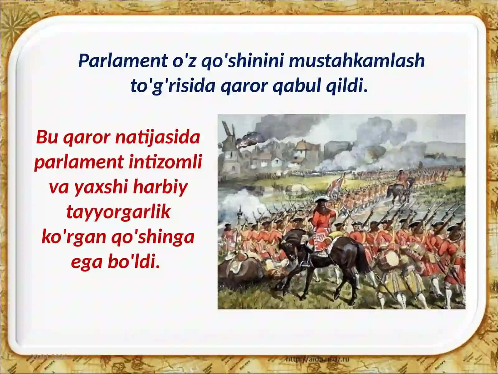 8-sinf Jahon tarixi Angliyada fuqarolar urushi va uning oqibatlari dars taqdimot 4