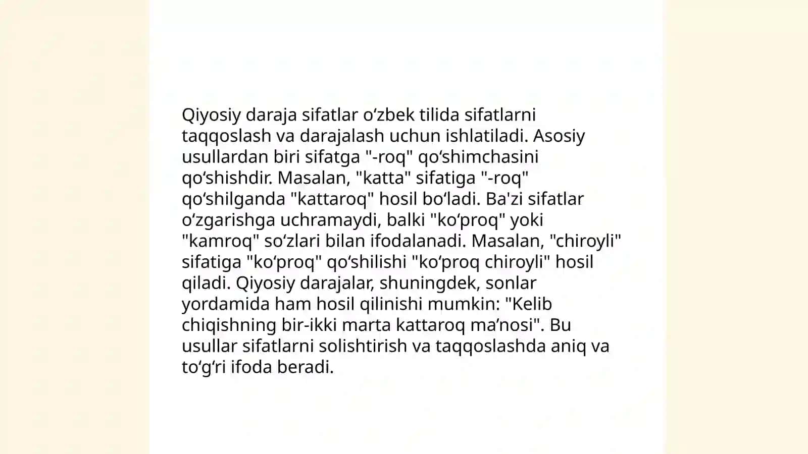 Sifat darajalari.Qiyosiy daraja sifatlarining yasalishi va turlanishi 4