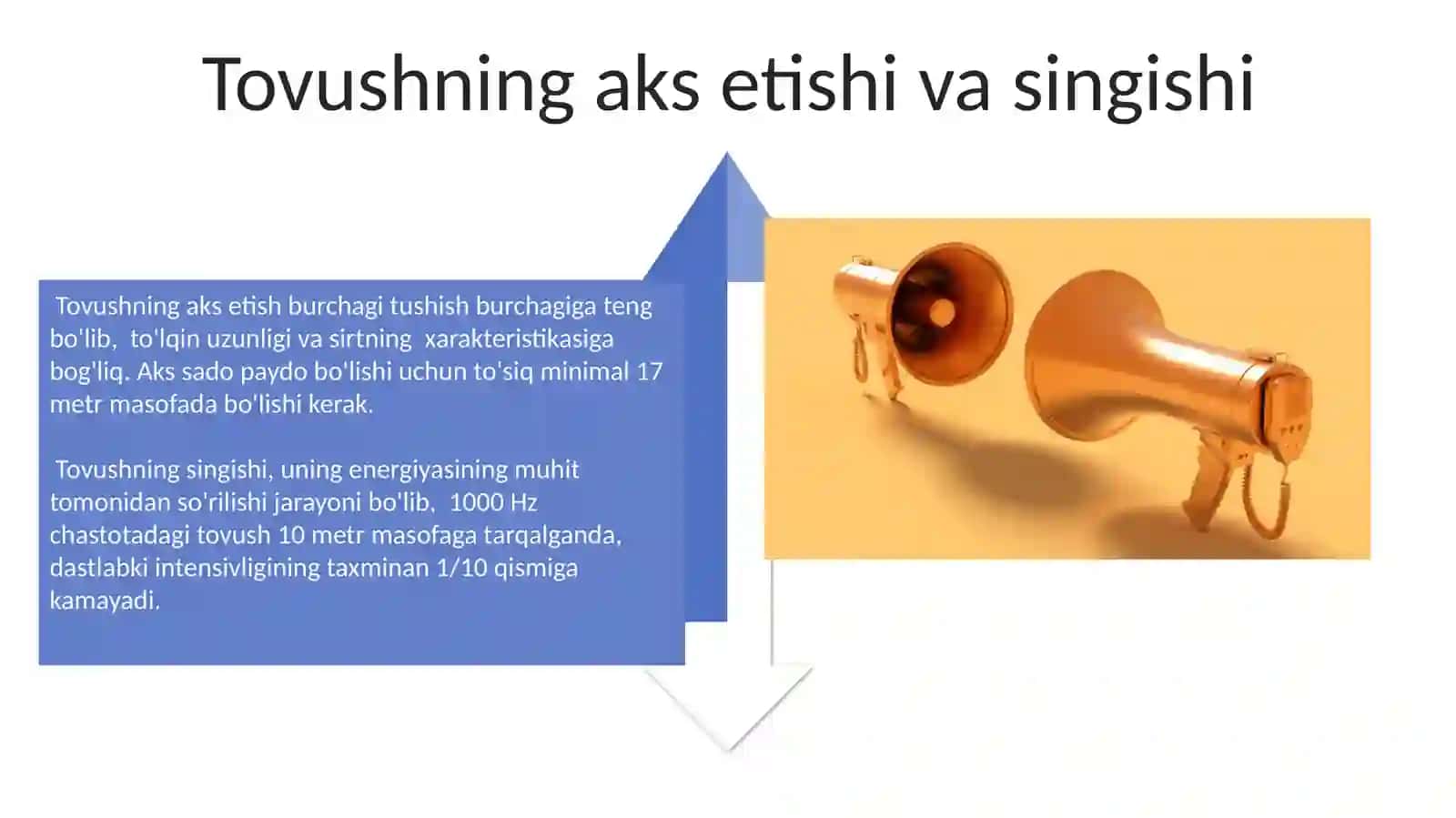 Akustika. Tovushning fizik xususiyatlari.Eshitish sistemasing fizik xususiyatlari 4