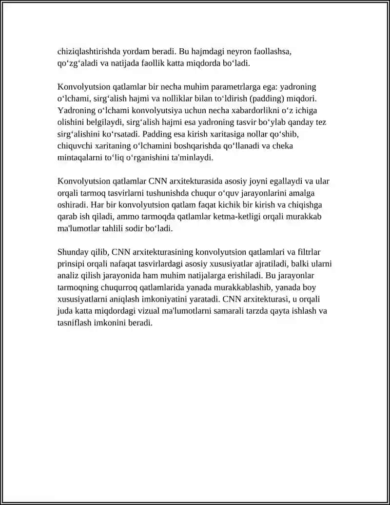 CNN ARXITEKTURASINING ASOSIY TAMOYILLARI VA QO‘LLANILISHI 4