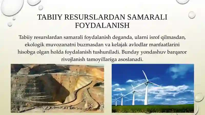 Tabiiy resurslardan samarali foydalanish, chiqindilarni qayta ishlash 4