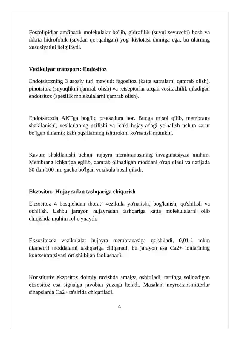 Hujayra membranasi uning nozik tuzilishi va hukayraga moddalarning kirishi 4