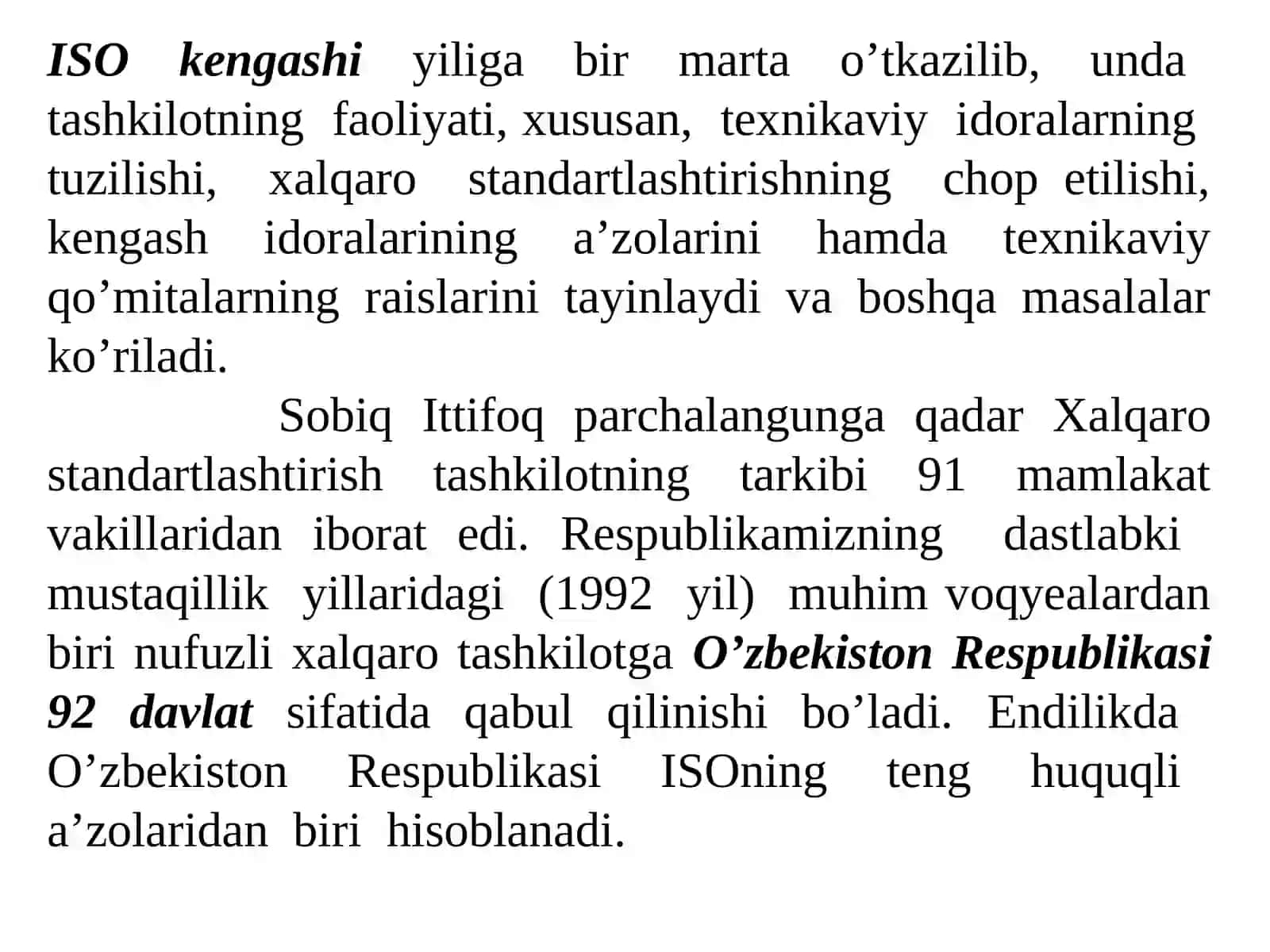 XALQARO STANDARTLASHTIRISH ISO TASHKILOTI 4