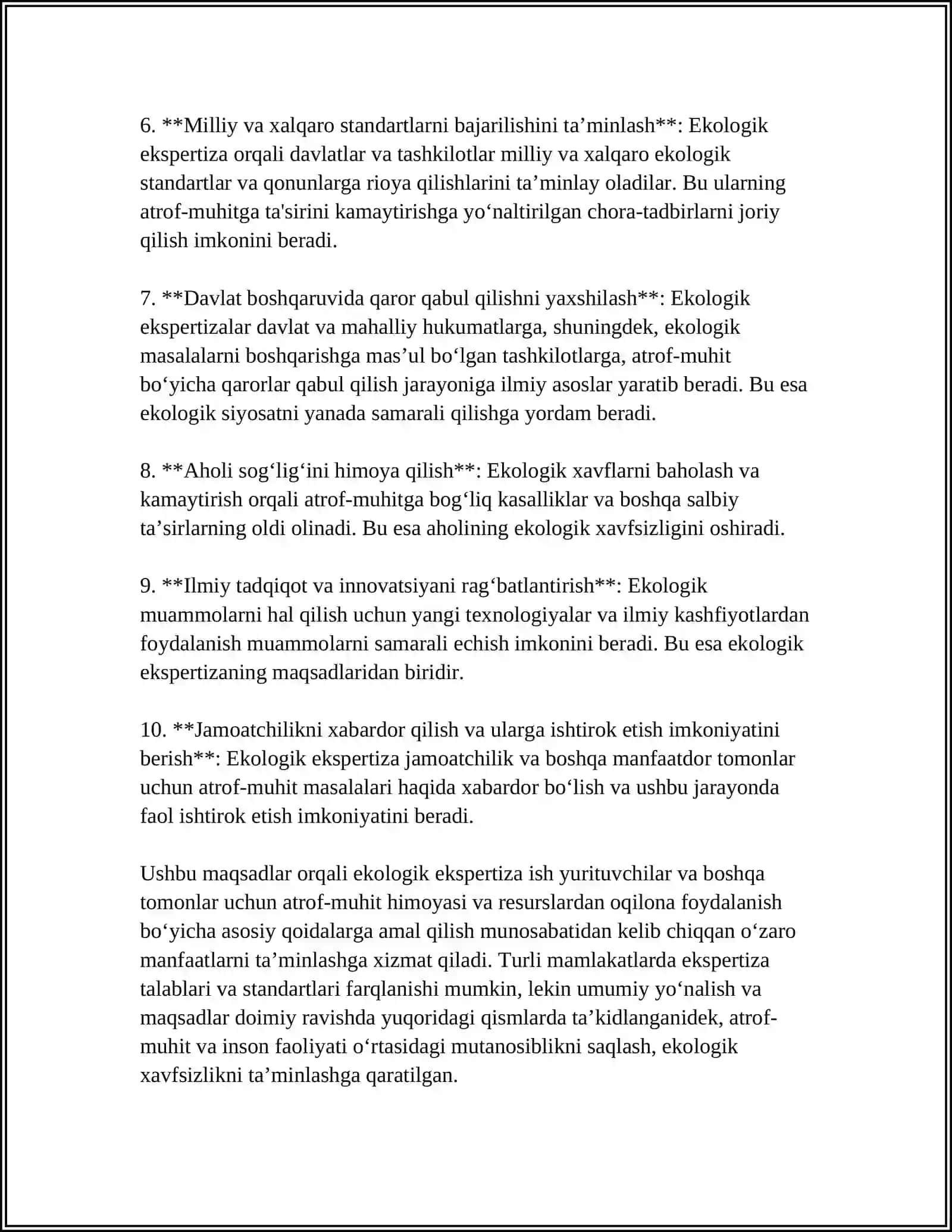 EKOLOGIK EKSPERTIZA OB'EKTLARINING ATROF TABIY MUHITGA TA'SIRINING FARQLARI VA ULARNI BAHOLASH 4