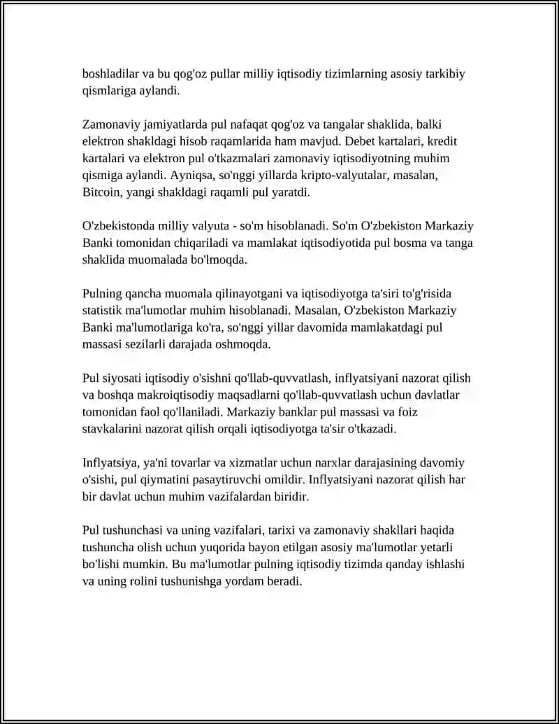 PUL HAQIDA MALUMOTLAR VA TARIXI KELIB CHIQISHI 4