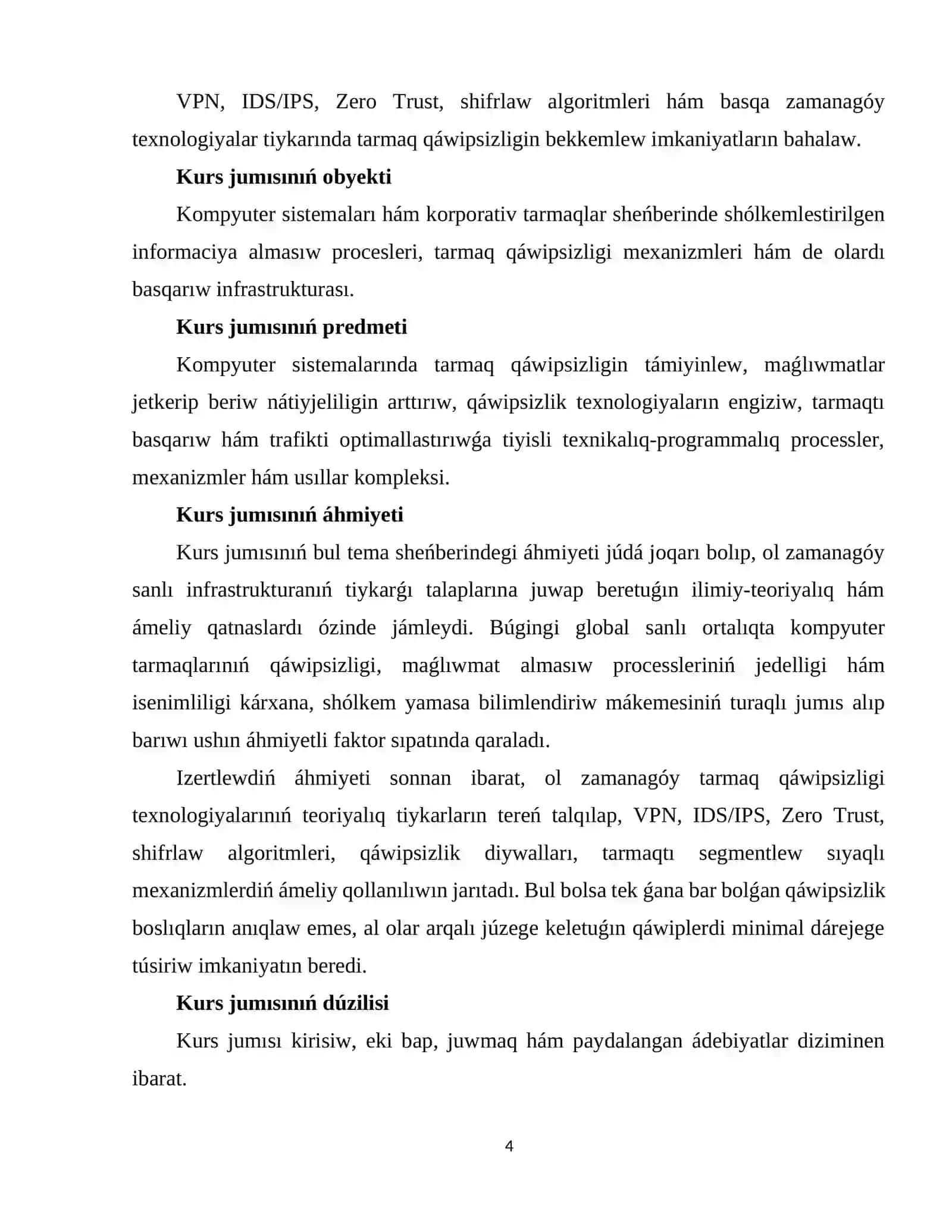 Kompyuter sistemalarında tarmaq qáwipsizligin támiyinlew hám maǵlıwmat almasıw nátiyjeliligin arttırıw 4