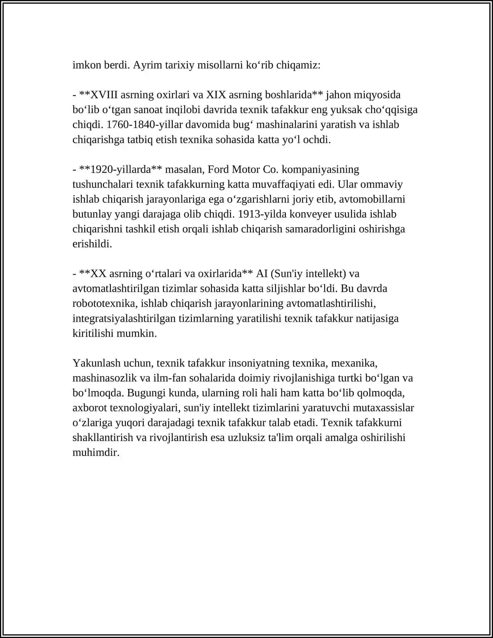 MASHINA YARATISHDA TEXNIK TAFAKKURNING O‘RNI VA RIVOJLANISH BOSQICHLARI 4