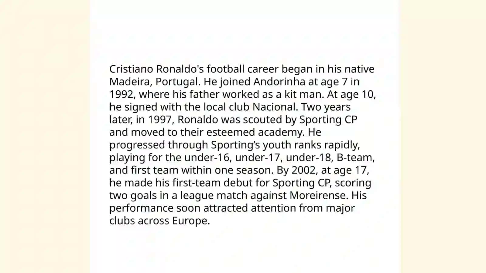 Plan: Cristiano Ronaldo's Early Life 4