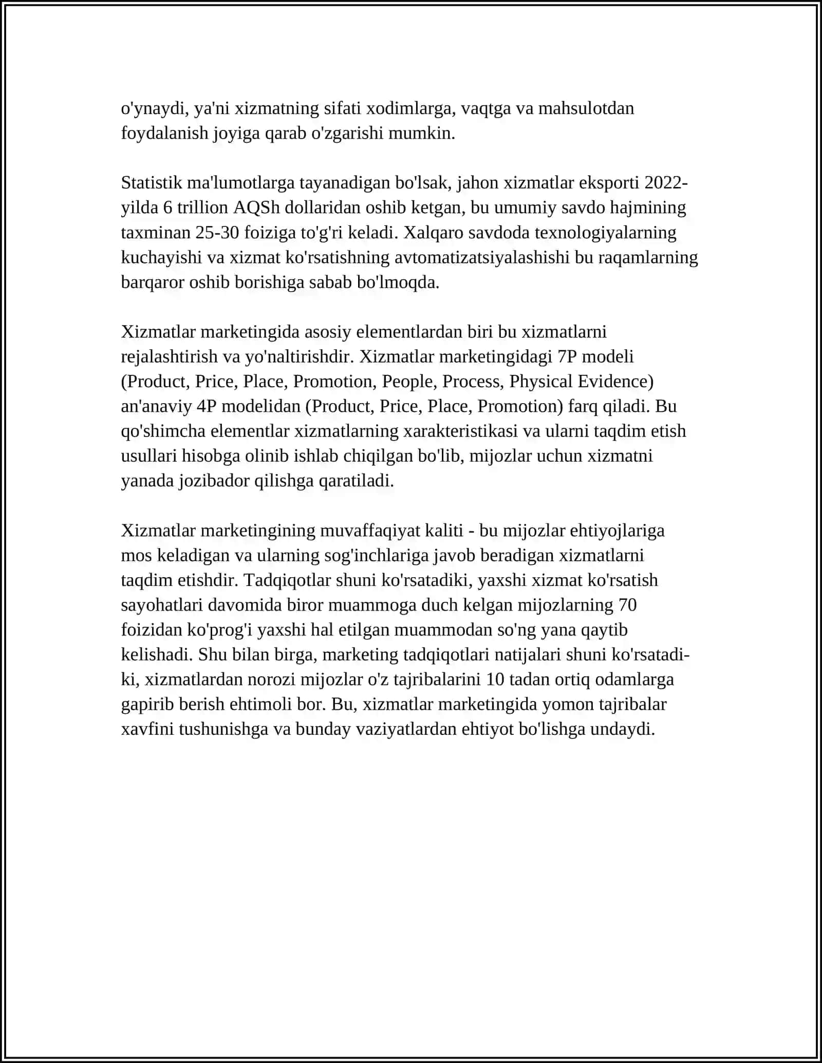 XIZMATLAR MARKETINGI VA ULARNING XUSUSIYATLARI 4
