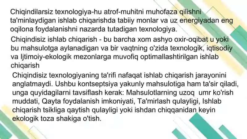 Chiqindisiz texnologiya 4