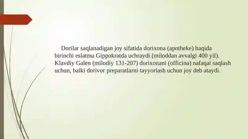Insoniyat tarixidagi dorixonalar kasalxonalar va tibbiyot maktablarining ochilishi 4