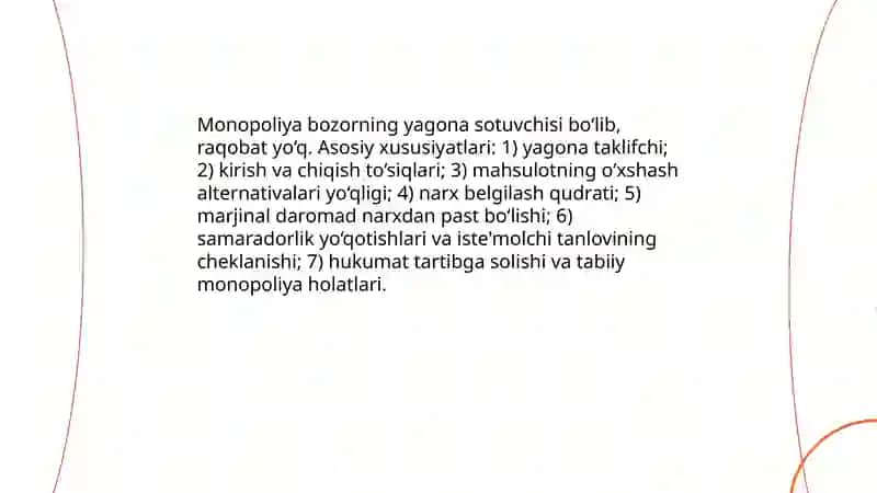 Raqobat va monopoliya.Narxning mohiyati va shakillanish xususiyatlari (Joʻrakulov Farrux) 4