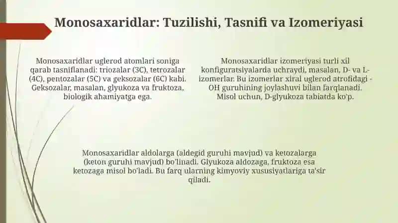 Uglevodlar: Monosaxaridlar va Polisaxaridlar 4