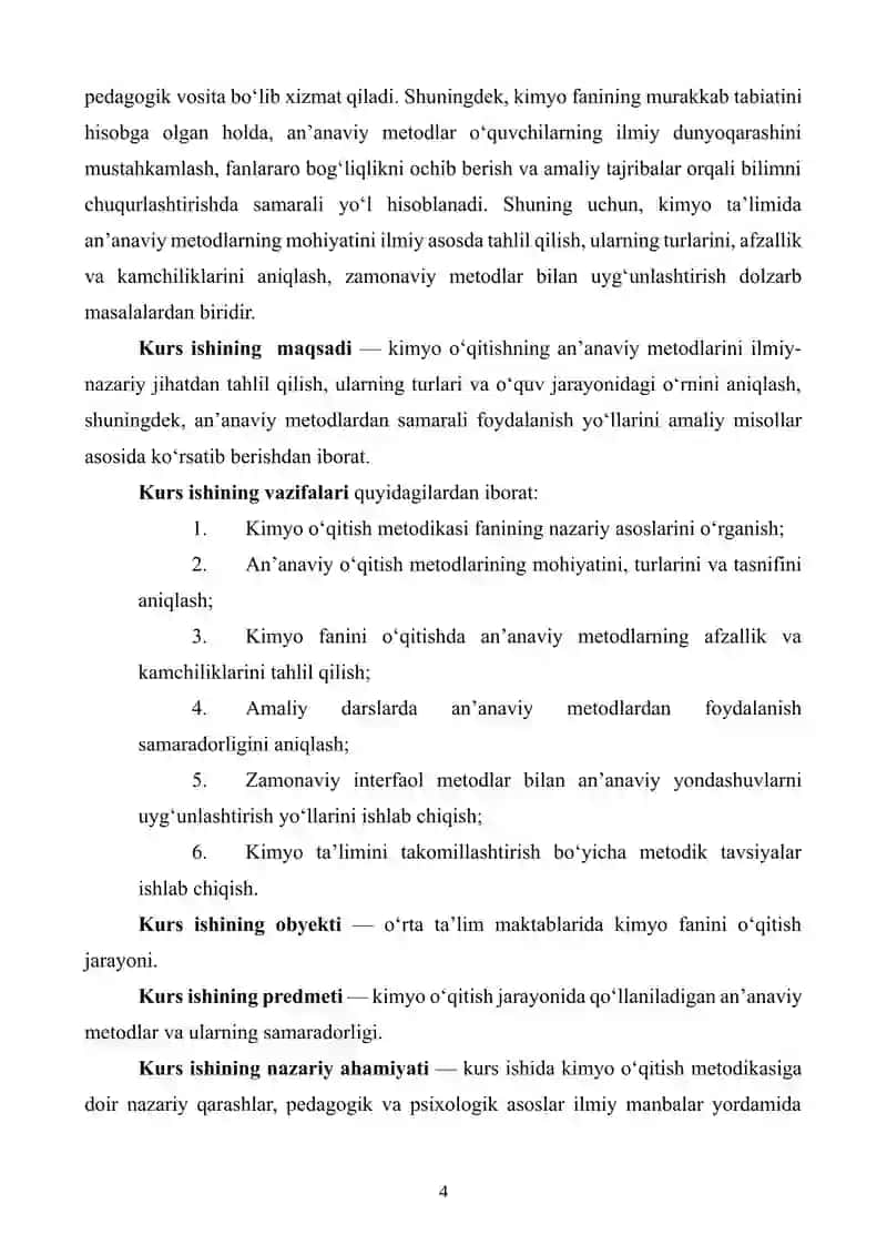 Kimyo o‘qitishning an’anaviy metodlari va ularning umumiy tavsifi 4