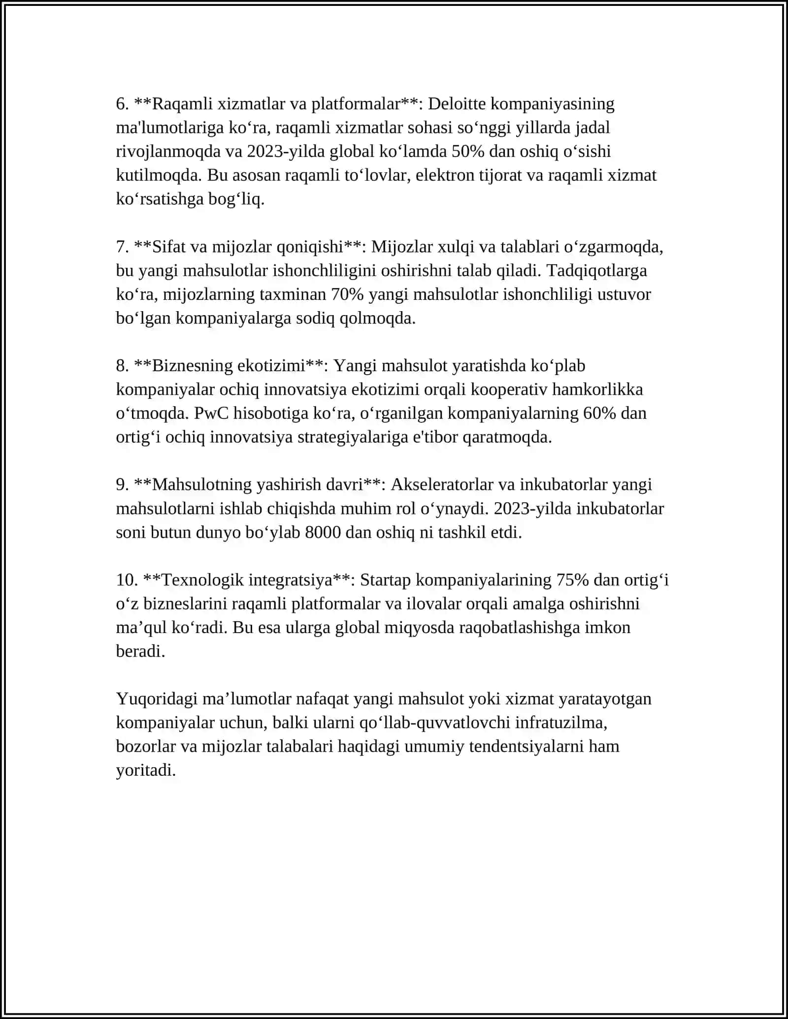 BIZNES VA TADBIRKORLIK. BIZNES G’OYA 4