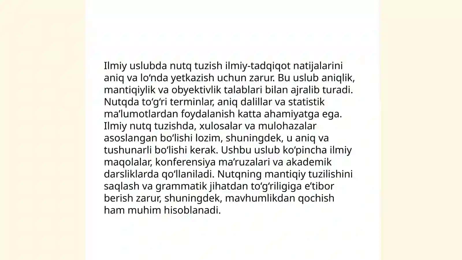Nutq uslublarini ustida ishlashga qaratilgan mashq va topshiriqlar ishlab chiqish 4