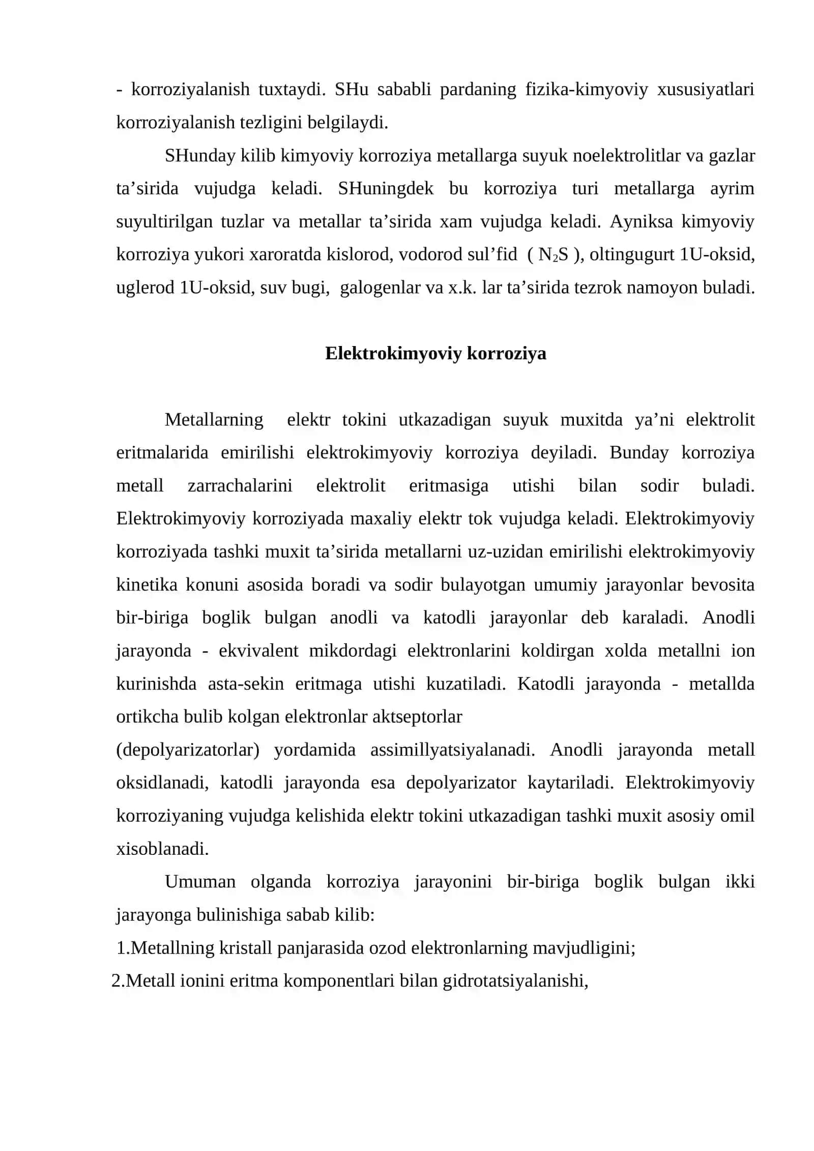 Metallar korroziyalash va metalning korroziyalashdan asrash xaqida umumiy ma’lumotlar 4