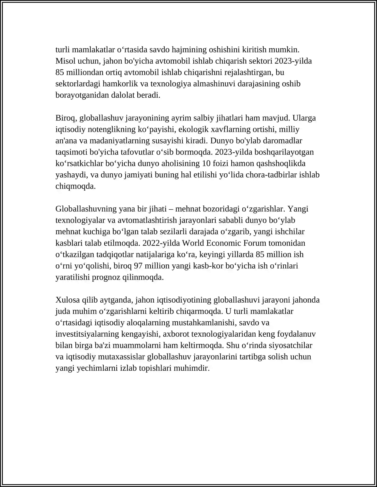 JAHON IQTISODIYOTINING GLOBALLASHUVI: MAZMUNI VA RIVOJLANISH BOSQICHLARI 4