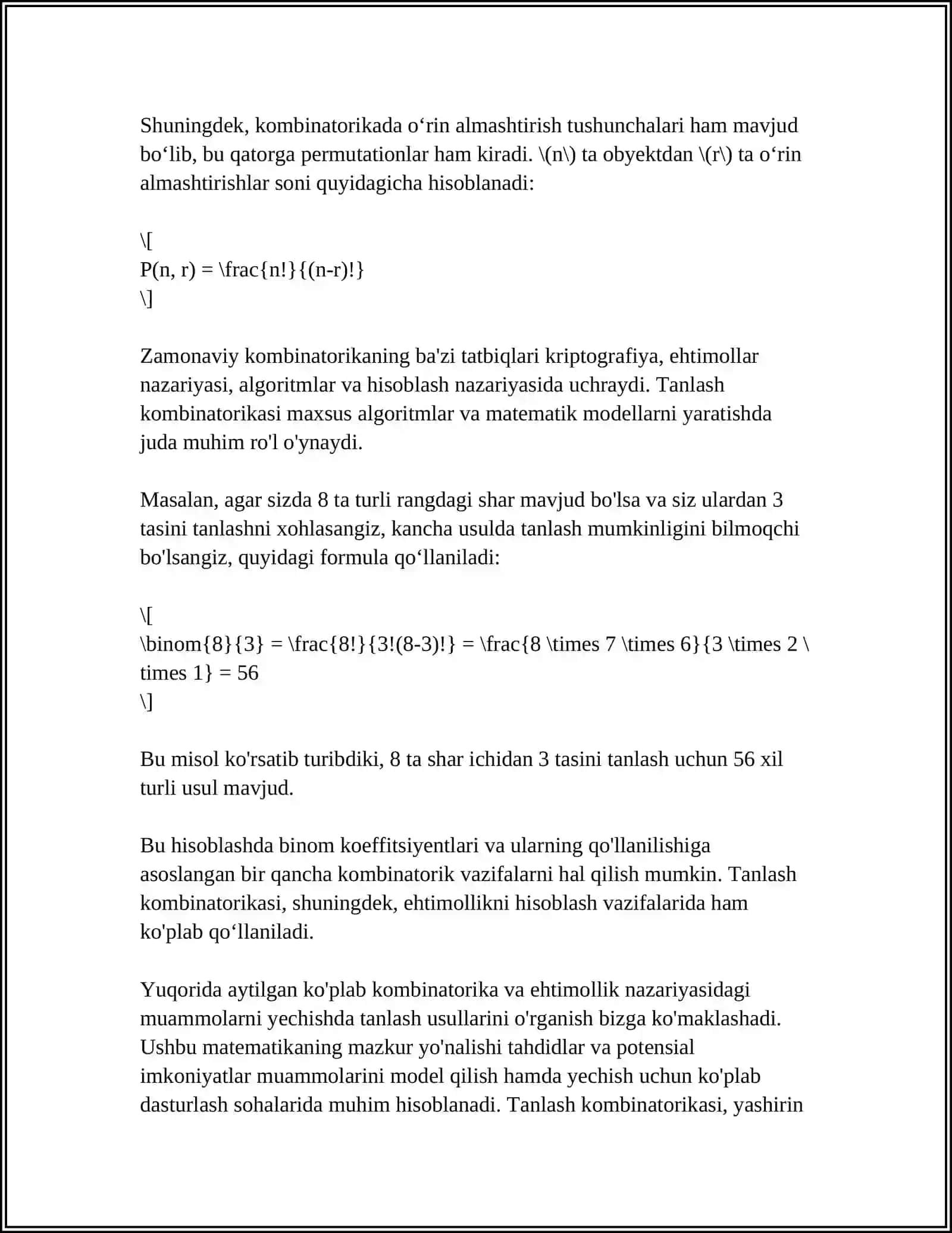 YUQORI TARTIBLI HOSILANI HISOBLASH 4