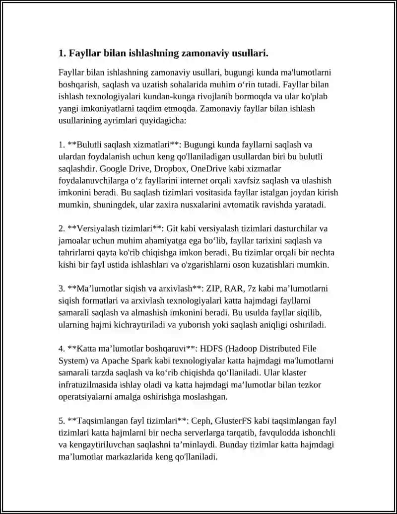 FAYLLAR BILAN ISHLASHNING YANGI USULLARI (I/O TEXNOLOGIYASI) 4