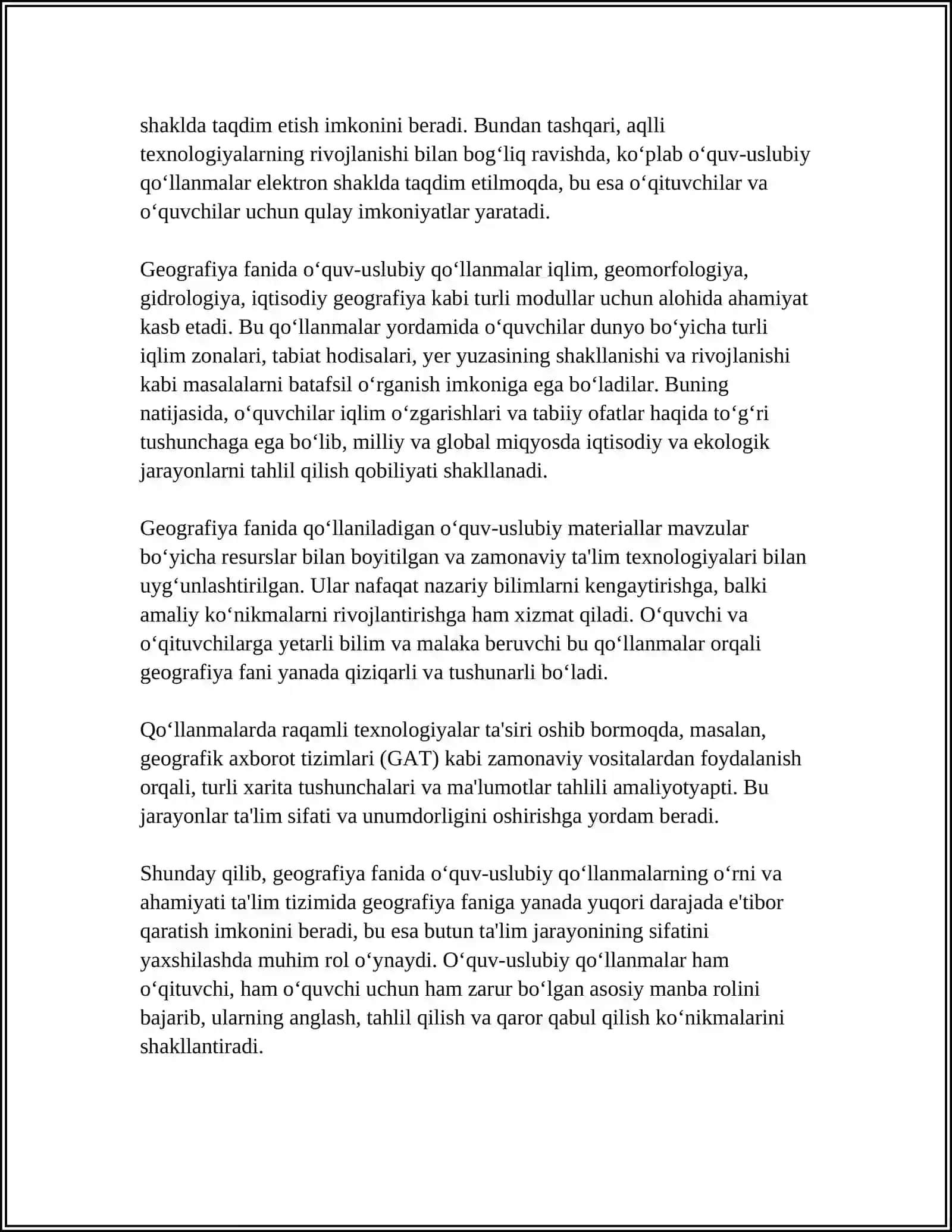GEOGRAFIYA FANIDA OʻQUV-USLUBIY QOʻLLANMALARNING OʻRNI 4