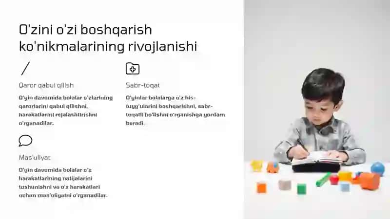 O'yin - bolalarning rivojlanishidagi ahamiyati 4