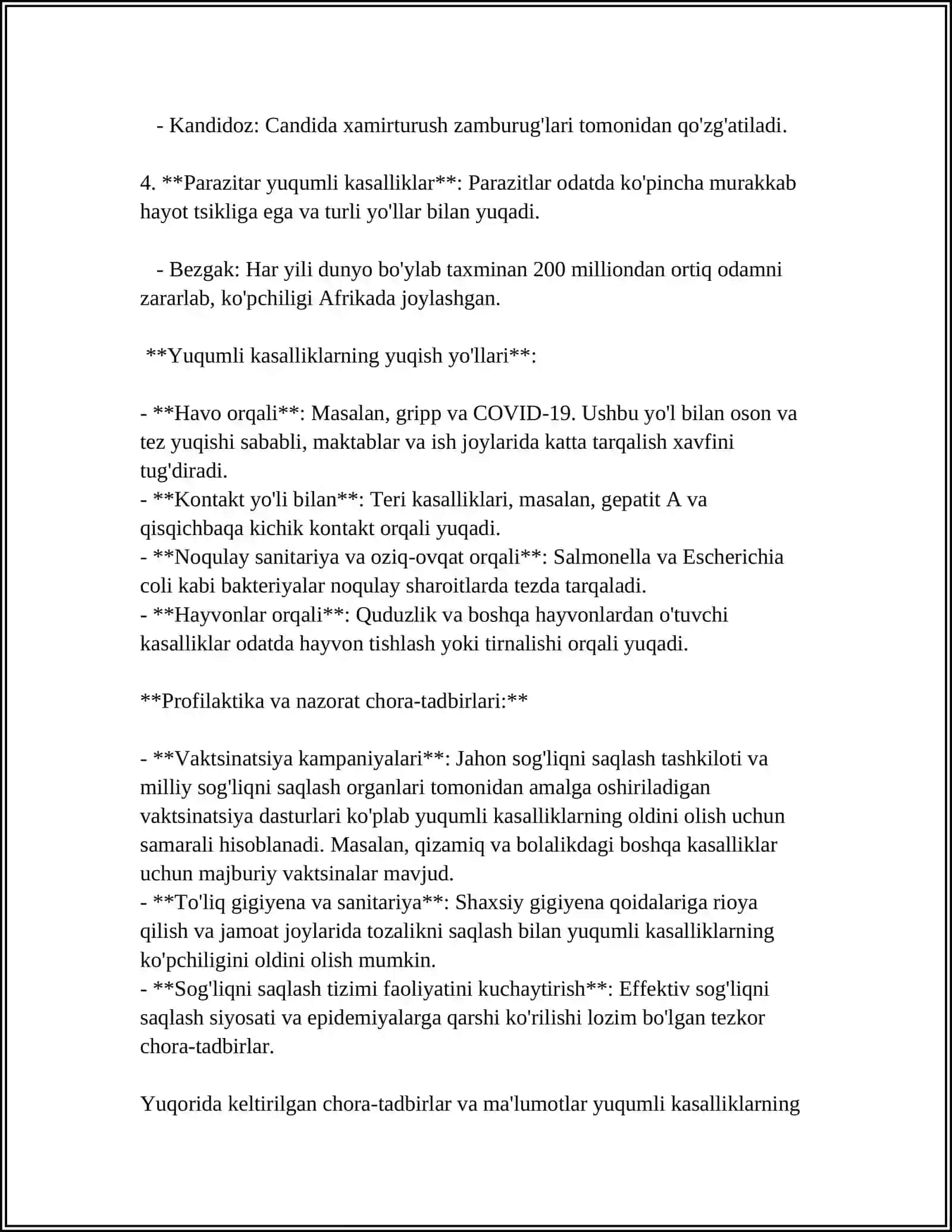 MUSTAQIL ISH Mavzu: IRSIY KASALLIKLAR VA ULARNI OLDINI OLISH 4