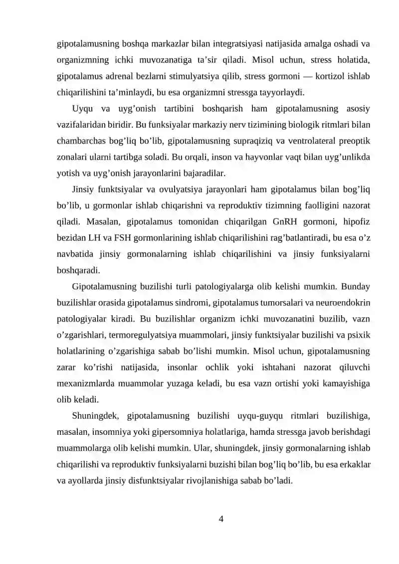 Gipotalamusning asosiy funktsiyalari va ularning tibbiy ahamiyati 4