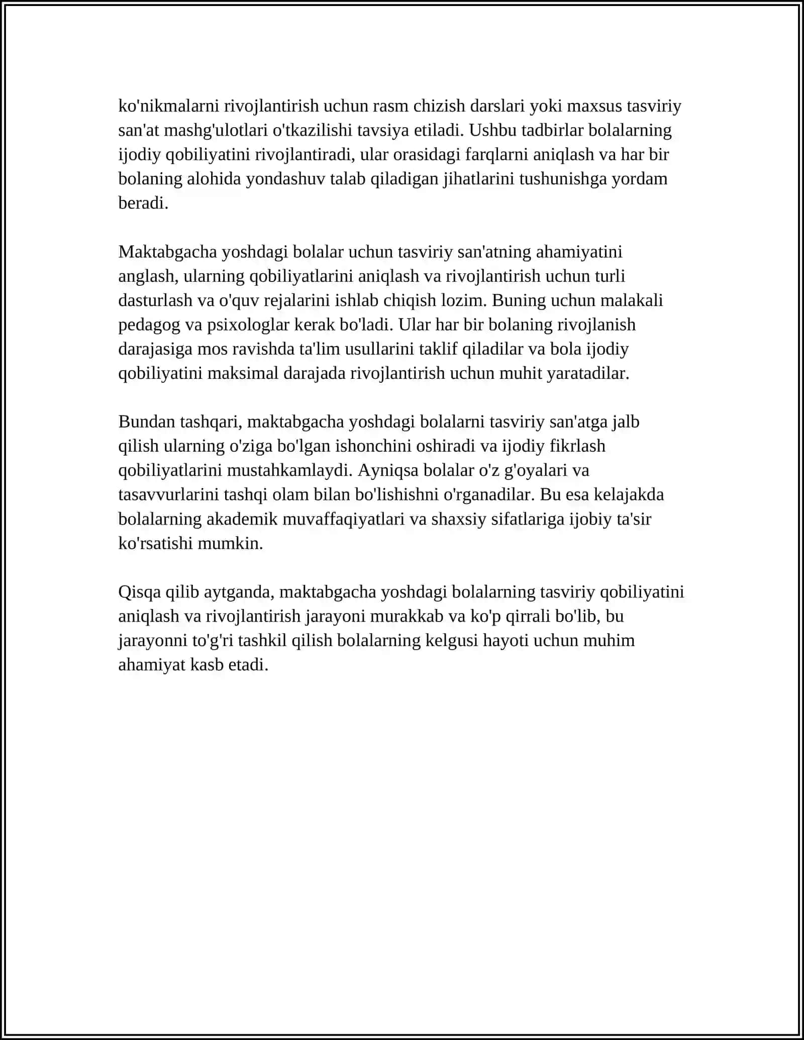 MAKTABGACHA YOSHDAGI BOLALARNI TASVIRIY QOBILYATI VA IJODKORLIGINI RIVOJLANTIRISH 4