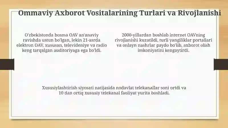 O'zbekiston OAV: O'zgarishlar va Tendensiyalar 4