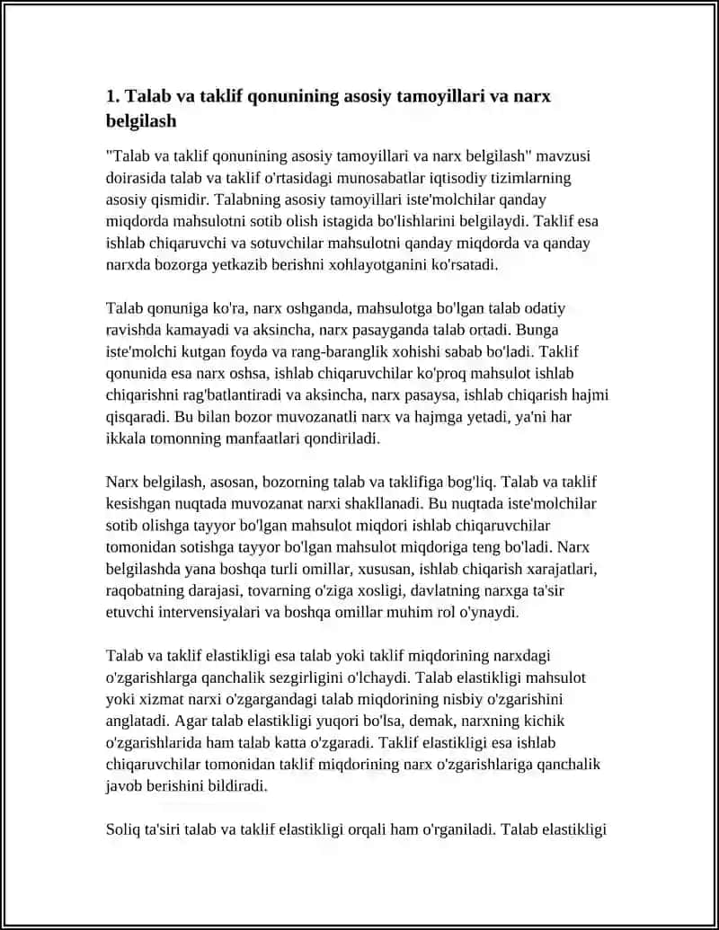 TALAB VA TAKLIF QONUNIGA KO’RA NARX BELGILASH USULLARI 4