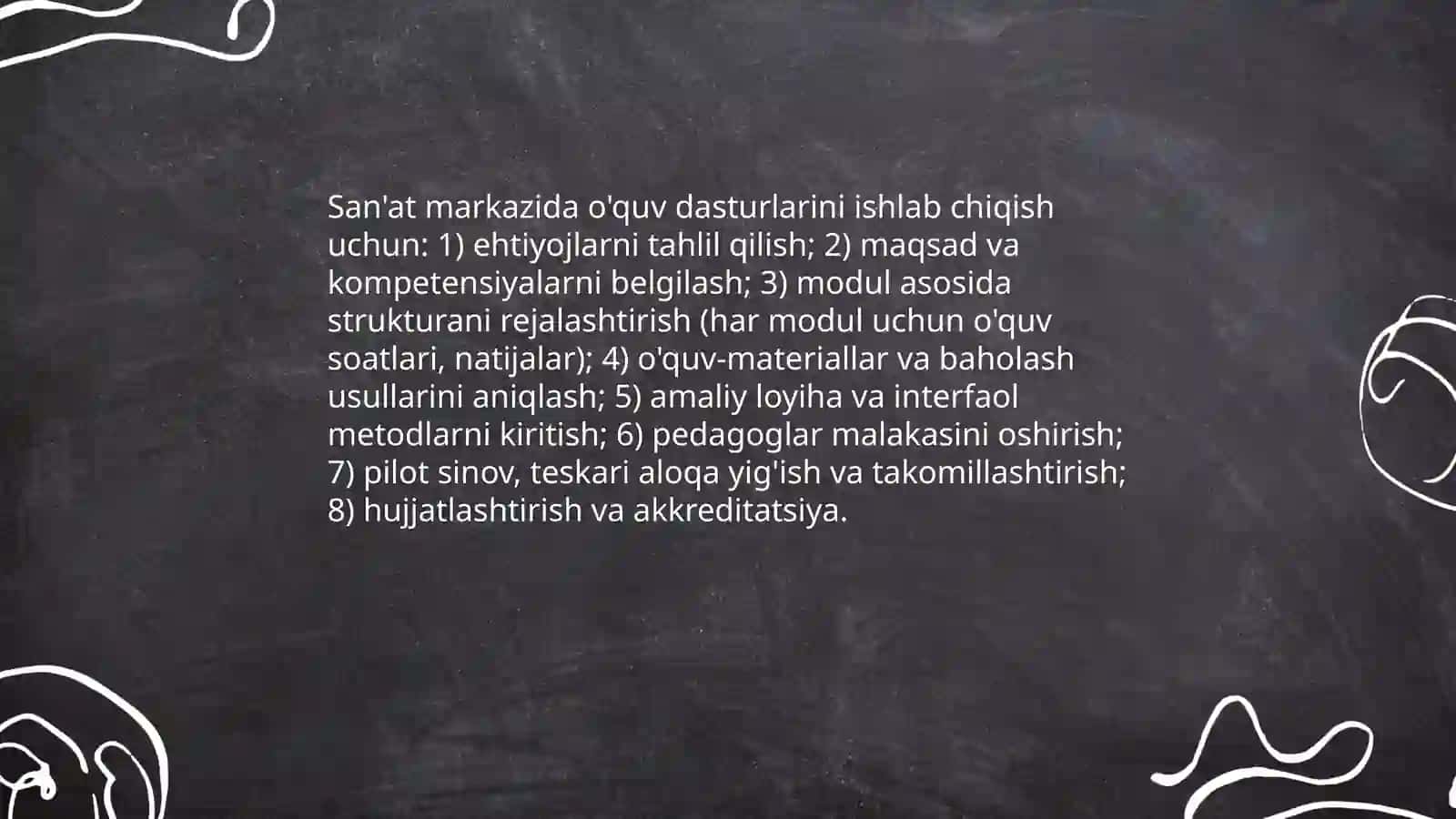 San'at markazida talimiy faoliyatni tashkil etish qilish metodikasi amaliyoti 4
