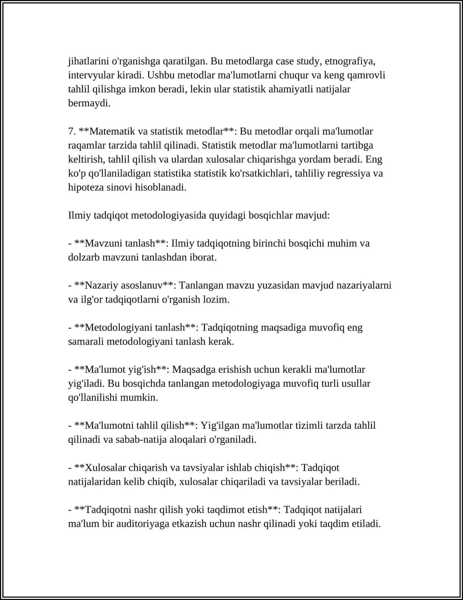 ILMIY TADQIQOT YO‘NALISHI VA ILMIY MUAMMONI TANLASH 4
