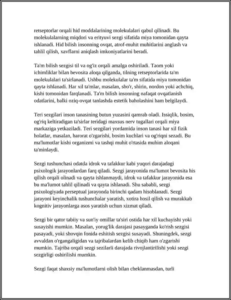 MUSTAQIL ISH: SEZGI 4