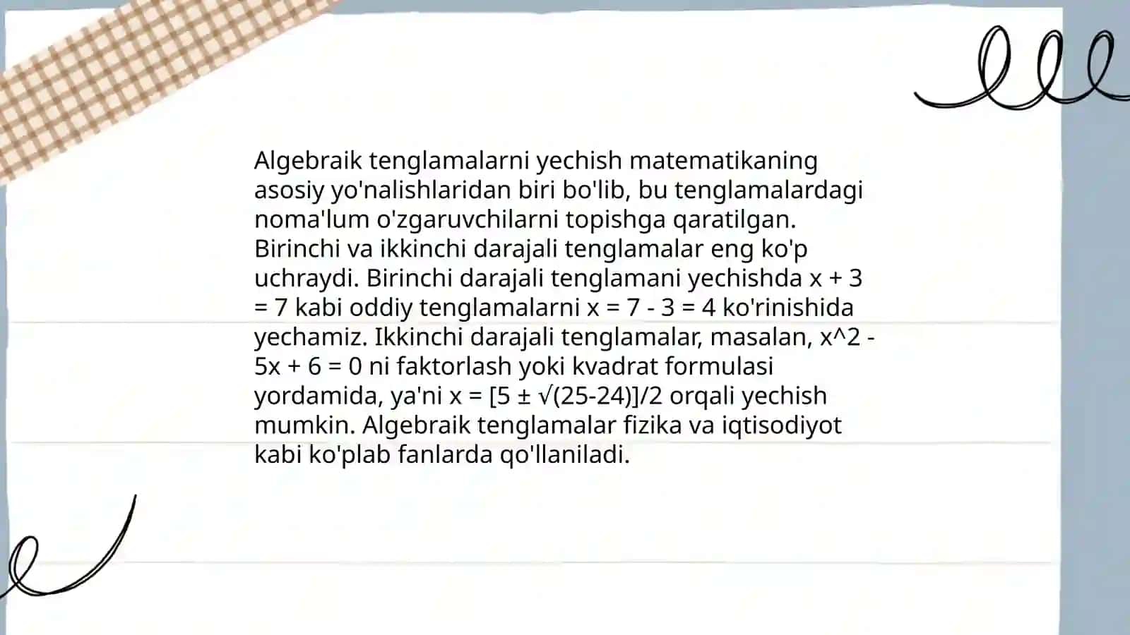 Matematika darslarida turli xil qiyinlikdagi misol va masalalarni yechish 4