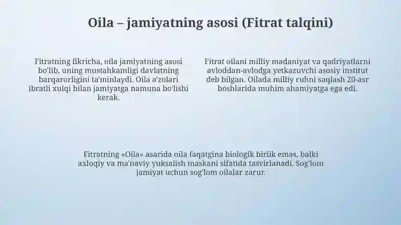 Fitratning "Oila asari"dagi oila qurish tartiblari va farzand tarbiyasiga oid g’oyalar 4