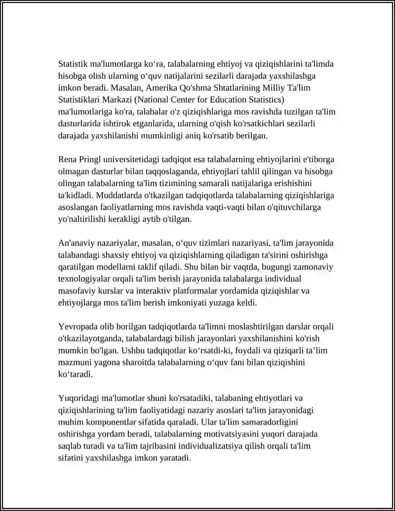 TALABANING TALIM FAOLIYATIDA EHTIYOTLAR VA QIZIQISHLAR - FAOLLIKNING MANBAI SIFATIDA 4