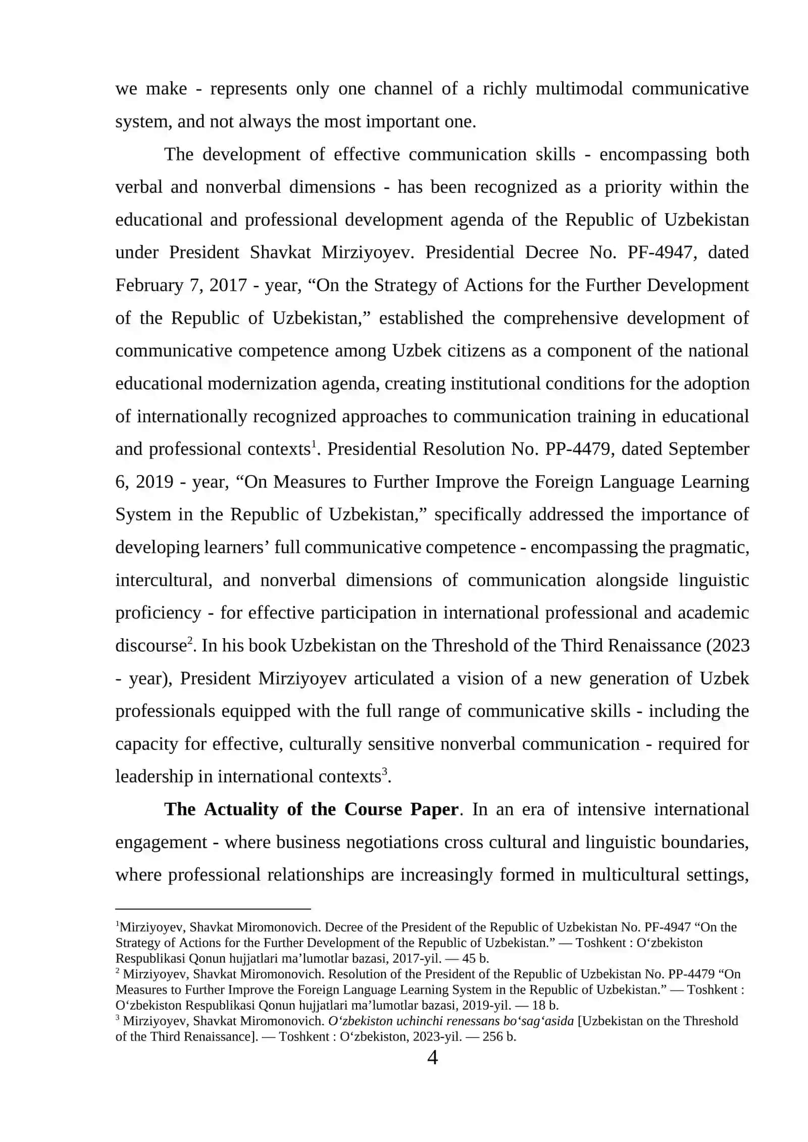Course Paper on "The Impact of Body Language on Communication" 4