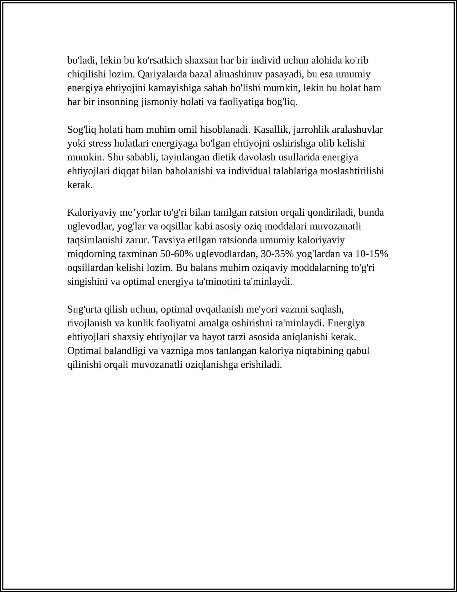 OVQAT RATSIONINING FIZIOLOGIK ME’YORLARI 4