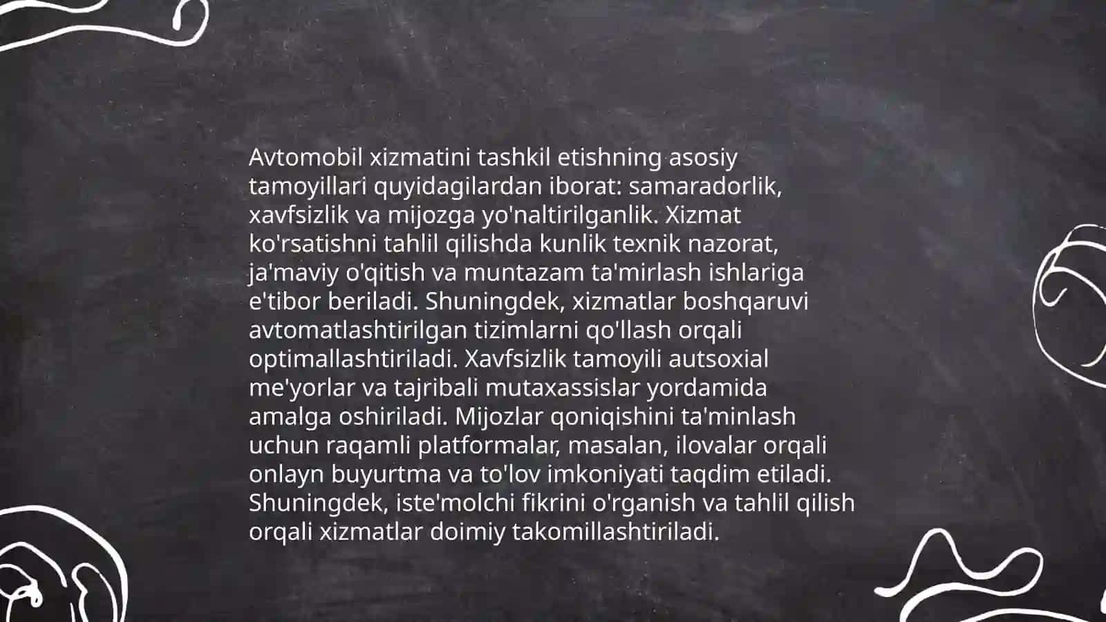 Avtomobil xizmatini vazifalari va uni tashkillashtirish 4