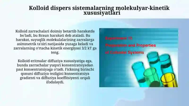 Dispers sistemalar va kolloid eritmalarining molekulyar-kinetik xossalari 4